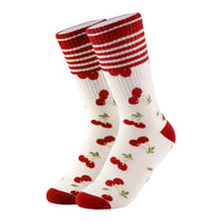Varsity-Striped Cherry Socks