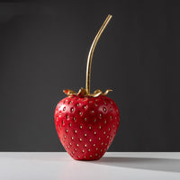 Gold Stem Strawberry Shaped Decorative Figure
