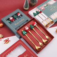 Christmas Dessert Spoon Fruit Fork Sets