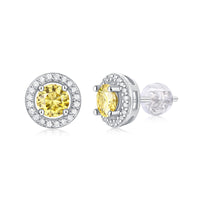S925 Silver Moissanite Round Stud Earrings