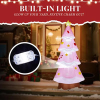 7.2FT Lighted Christmas Inflatable Decoration, Inflatable Pink Christmas Tree, Funny Blow Up Yard Decorations With Built-in LED Lights For Holiday Party Front Yard Lawn Garden Decor