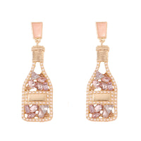 All-matching Graceful Diamond Drop Oil Fashion Imitation Pearl Wine Bottle Shape Earrings