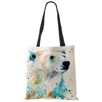 Water Color Print Wildlife Pattern Tote Bags