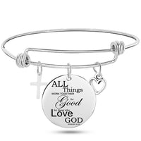 Pulsera con dije de brazalete cruzado con escritura bíblica