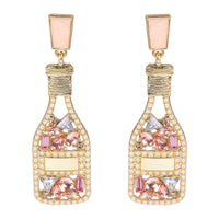 Exaggerated Hollow Diamond Wine Bottle Metal Oil Drop Earrings