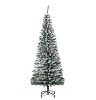 HOMCOM 6ft Artificial Snow Flocked Christmas Tree With Foldable Steel Stand Home Indoor Decoration Green