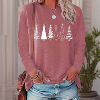 Christmas Shirts For Women, Cute Christmas Tree Graphic Long Sleeve T-Shirt, Funny Holiday Xmas Top For Party, Family Matching PJ Outfit