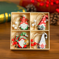12 PCs Christmas Wooden Pendant Boxed Christmas Tree Ornaments