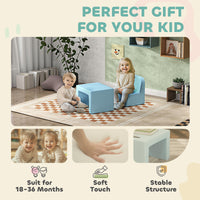 2-in-1 Convertible Table And Chair Set For Boys Girls For Boys Girls, Light Blue