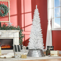 6ft White Christmas Tree, Slim Xmas Tree With Full Appearance, PVC 390 Branch Tips And Metal Stand, Artificial Christmas Tree, White