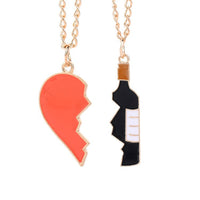 Wine Bottle Love Stitching Set Necklace