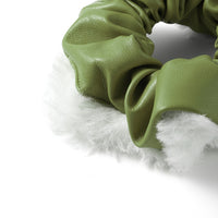 Faux Leather and Fur Scrunchie Set (2 Pcs)
