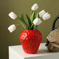 Faux Flower Strawberry Vase