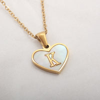 26 Letter Heart-shaped Necklace White Shell Love Clavicle Chain Fashion Personalized Necklace For Women Jewelry Valentine's Day
