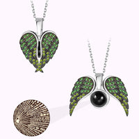 100 Languages Love or Personalized Projection Photo Angel Wings Necklace