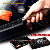 Stainless Steel Wood Grain Kitchen Knife Six-piece Gift Set
