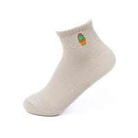 Low Cut Cactus Embroidery Ribbed Socks