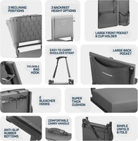 Alpcour Folding Reclining Stadium Seat With Back Support For Bleachers