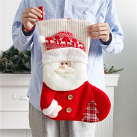 Red White Knitted Christmas Stocking Santa Claus Snowman