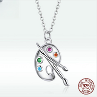S925 Silver Plated Artist Paint Palette Pendant Necklace