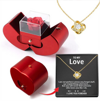 Red Apple Eternal Rose Love Necklace Gift Box