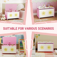 Toy Box With Lid, Safety Hinges And Groove Handles, Toy Storage Organizer For Kids, Living Room, Playroom, Pink