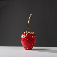 Gold Stem Strawberry Shaped Decorative Figure