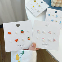 Strawberry Heart Star Delicate Resin Stud Earrings