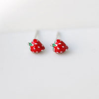 Cute Red Strawberry Fruit Stud Earrings