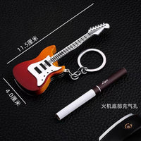 Guitar Shape Refillable Lighter Keychain