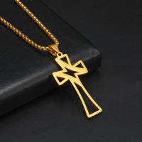 Collier en acier inoxydable avec pendentif croix de baseball creuse
