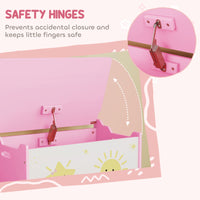 Toy Box With Lid, Safety Hinges And Groove Handles, Toy Storage Organizer For Kids, Living Room, Playroom, Pink