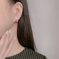 S925 Sterling Silver Retro Simple Kaedo Drip Glue Strawberry Earrings