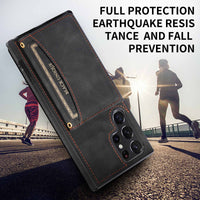 Three-Fold Wallet Leather Samsung Phone Case