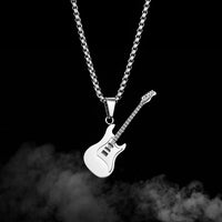 Stainless Steel Guitar Pendant Titanium Steel Necklace (Mens)