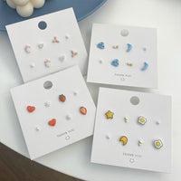 Strawberry Heart Star Delicate Resin Stud Earrings