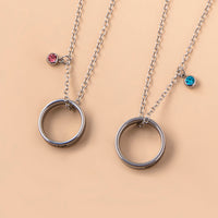 Ensemble de bagues gravées His Crazy Her Weirdo, pendentif, breloque en cristal, collier de Couple