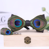 Peacock Feather Bow Tie
