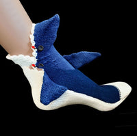 Chaussettes de pantoufles d'intérieur tricotées en laine Shark Bite
