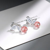 Sweet Strawberry Crystal Butterfly Earrings