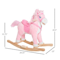 Plush Rocking Horse, Realistic Sounds, Swinging Tail, Pink, Ideal Birth Gift, Joyful Engaging, For 3 Years