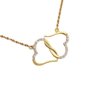 Double Heart Love Necklace With Rhinestones Inlaid Zircon Mother Valentine's Day Gift