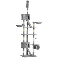 Floor Standing Cat Tree 94.5-10.25 Inch Height Adjustable Cat Climbing Tower, Apartment Hammock