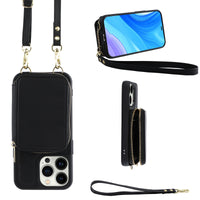 Crossbody Zipper Wallet Protective Leather iPhone Case