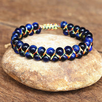 Bracelet Ajustable Oeil de Tigre tissé à la main