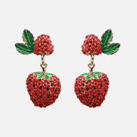 Strawberry Shaped Red Crystal Gem Earrings
