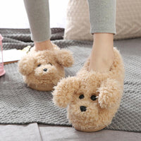 Short Fur Plush Dog Slippers