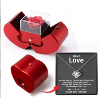 Red Apple Eternal Rose Love Necklace Gift Box