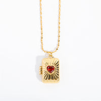 Retro Love Zircon Heart Album Locket Necklace
