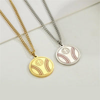Round Baseball Cross Pendant Necklace